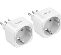 TLP-2PC Prise Adaptateur Italie, Adaptateur de Voyage Europe Francaise FR 2 Broches vers Italie 3 Broches pour Italie, Syrie, Uruguay, Chili, Maldives, Type L, Blanc