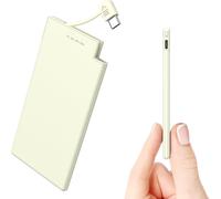 Tlp-5000mah Batterie Externe Avec Câble Type-C Intégré, Ultra Mince Et Super Léger Petite Power Bank Small Batterie Portable, Compatible Avec Iphone 15 Series, Samsung, Xiaomi, Sony, Etc- Blanc