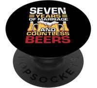Tlp-7th Wedding Anniversary Gifts For Him Her Husband Couples Popsockets Popgrip - Support Et Grip Pour Smartphone/Tablette Avec Un Top Interchangeable