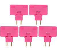 TLP-Adaptateur de Prise EU, 5 pièces Adaptateur de Prise sans Fil 180 degrés Extension 3 Prises 110-250V ABS Laiton pour Voyage(Rose Rouge)