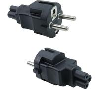TLP-Adaptateur Schuko mâle vers IEC C5, IEC320 C5 Femelle vers connecteur européen CEE 7/7 mâle Adaptateur pour Ordinateur Portable ou C5 câble appareils (2 Pack)