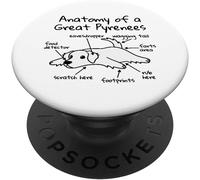 TLP-Anatomie D'un Montagne des Pyrénées Chien PopSockets PopGrip - Support et Grip pour Smartphone/Tablette avec un Top Interchangeable