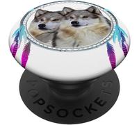 Tlp-Attrape-Rêves De Deux Loups Blancs Popsockets Popgrip - Support Et Grip Pour Smartphone/Tablette Avec Un Top Interchangeable