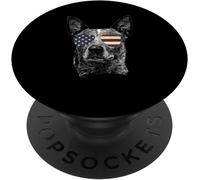 Tlp-Australian Cattle Dog Gift With Usa Flag Sunglasses Popsockets Popgrip - Support Et Grip Pour Smartphone/Tablette Avec Un Top Interchangeable