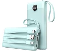 Tlp-Batterie Externe 20000mah Avec 4 Câbles Intégrés, Veektomx Batterie Externe Charge Rapide Usb C, 5 Sorties Et 4 Entrées Power Bank Batterie Portable Grande Capacité Voyage Chargeur Externe Legere