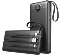 Tlp-Batterie Externe 20000mah Avec 4 Câbles Intégrés, Veektomx Batterie Externe Charge Rapide Usb C, 5 Sorties Et 4 Entrées Power Bank Batterie Portable Grande Capacité Voyage Chargeur Externe Legere