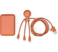 Tlp-Batterie Externe Plastique Recyclé -Câble Multi Usb 4 En 1 : Usb C, Usb, Lightning,Micro Usb Et Powerbank 5000mah Charge Rapide Pour Smartphone Universelle - Mr Bio Pack Long 1m Orange