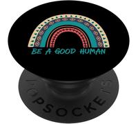 Tlp-Be A Good Human Rainbow Retro Kindness Popsockets Popgrip - Support Et Grip Pour Smartphone/Tablette Avec Un Top Interchangeable