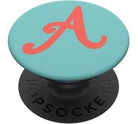 Tlp-Beautiful Coral Red And Turquoise Letter A Initial Monogram Popsockets Popgrip - Support Et Grip Pour Smartphone/Tablette Avec Un Top Interchangeable