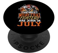 Tlp-Best Muay Thai Fighters Are Born In July Retro Birthday Gift Popsockets Popgrip - Support Et Grip Pour Smartphone/Tablette Avec Un Top Interchangeable
