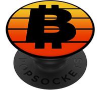 Tlp-- Bitcoin Yellow Orange Retro Sunset Popsockets Popgrip - Support Et Grip Pour Smartphone/Tablette Avec Un Top Interchangeable