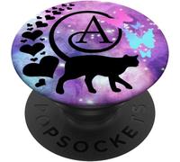 Tlp-Black Space Cat Heart Butterfly Galaxy Purple Pink Letter A Popsockets Popgrip - Support Et Grip Pour Smartphone/Tablette Avec Un Top Interchangeable