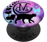 Tlp-Black Space Cat Heart Butterfly Galaxy Purple Pink Letter M Popsockets Popgrip - Support Et Grip Pour Smartphone/Tablette Avec Un Top Interchangeable