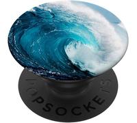 Tlp-Blue Ocean Waves Sunny Beach Design On Black Popsockets Popgrip - Support Et Grip Pour Smartphone/Tablette Avec Un Top Interchangeable