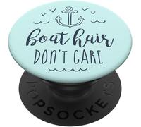 Tlp-Boat Hair Don't Care - Cute Boating Sailing Summer Nautical Popsockets Popgrip - Support Et Grip Pour Smartphone/Tablette Avec Un Top Interchangeable