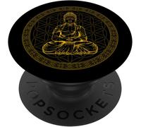 Tlp-Bouddha Doré Lotus Mandala Yoga Maîtres Méditation Popsockets Popgrip - Support Et Grip Pour Smartphone/Tablette Avec Un Top Interchangeable