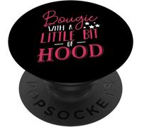 Tlp-Bougie With A Little Bit Of Hood Funny Black Girl Magic Tee Popsockets Popgrip - Support Et Grip Pour Smartphone/Tablette Avec Un Top Interchangeable