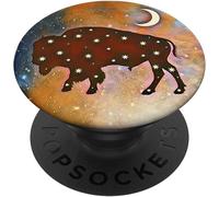 Tlp-Buffalo Bison American Buffalo Moon Stars Gift Popsockets Popgrip - Support Et Grip Pour Smartphone/Tablette Avec Un Top Interchangeable