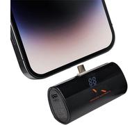 Tlp-Cargador Portátil Para Iphone Y Android Mini, 3300mah Power Bank Pd Pequeña Y Ligera Batería Externa, Powerbank Con Pantalla Led Modelo Compatible Con Iphone Y Android (Noir, Type C)