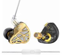 TLP-CCZ MC04 Écouteurs Filaire, IEMs avec Fiche 3.5mm Anti-Enmêlement en OFC Argenté, in Ear Monitor Double Driver Hybride 10mm 1DD+1BA, Ecouteurs Gaming Latence Zéro pour Esport avec Micro
