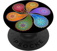 Tlp-Cell Phone Button Pop Up Holder Pressed Flower Rainbow Black Popsockets Popgrip - Support Et Grip Pour Smartphone/Tablette Avec Un Top Interchangeable
