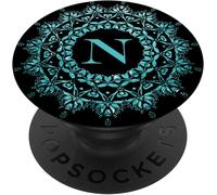 Tlp-Cell Phone Pop Out Grip Holder,Teal Mandala Black Monogram N Popsockets Popgrip - Support Et Grip Pour Smartphone/Tablette Avec Un Top Interchangeable
