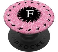 Tlp-Cell Phone Pop Out Holder,Pink Floral Flowers Letter F Black Popsockets Popgrip - Support Et Grip Pour Smartphone/Tablette Avec Un Top Interchangeable