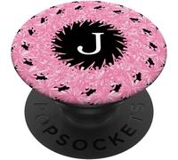 Tlp-Cell Phone Pop Out Holder,Pink Floral Flowers Letter J Black Popsockets Popgrip - Support Et Grip Pour Smartphone/Tablette Avec Un Top Interchangeable
