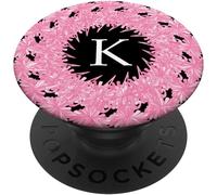 Tlp-Cell Phone Pop Out Holder,Pink Floral Flowers Letter K Black Popsockets Popgrip - Support Et Grip Pour Smartphone/Tablette Avec Un Top Interchangeable