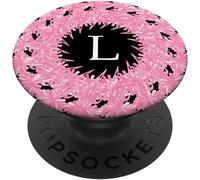 Tlp-Cell Phone Pop Out Holder,Pink Floral Flowers Letter L Black Popsockets Popgrip - Support Et Grip Pour Smartphone/Tablette Avec Un Top Interchangeable