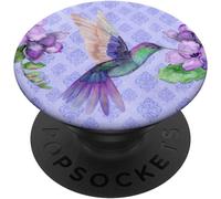 Tlp-Cell Phone Pop Up Holder Floral Hummingbird Purple Flower Popgrip - Support Et Grip Pour Smartphone/Tablette Avec Un Top Interchangeable