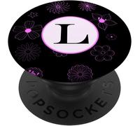 Tlp-Cell Phone Pop Up Holder For Hand,Pink Floral Letter L Black Popsockets Popgrip - Support Et Grip Pour Smartphone/Tablette Avec Un Top Interchangeable