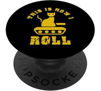 Tlp-C'est Comme Ça Que Je Roule Char Combat Chat Soldat Guerrier Popsockets Popgrip - Support Et Grip Pour Smartphone/Tablette Avec Un Top Interchangeable