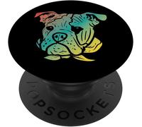 Tlp-Chien Bouledogue Anglais Coloré Art Mignon Dog Lover Cadeau Popsockets Popgrip - Support Et Grip Pour Smartphone/Tablette Avec Un Top Interchangeable