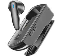 TLP- Clip Pro Oreillette Bluetooth Mono avec Base de Chargement à Clip - Total Play Time 30h - Charging Time 1.5h - Clé de réponses - Touches de réglage du Volume - Noir