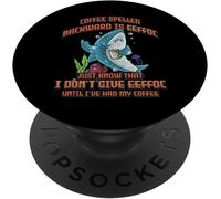 Tlp-Coffee Spelled Backwards Is Eeffoc Sharks Funny White Shark Popsockets Popgrip - Support Et Grip Pour Smartphone/Tablette Avec Un Top Interchangeable