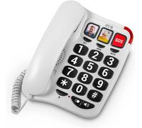 TLP-Comfort Numbers 2 ¿ Téléphone Fixe Senior avec Grandes Touches, 3 mémoires directes avec Photo, Volume très élevé, Compatible avec Les appareils auditifs, Signal Lumineux, Filaire et Mural