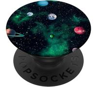 Tlp-Cool Galaxy Planets Nebula Space Stars Design Blue Green Popsockets Popgrip - Support Et Grip Pour Smartphone/Tablette Avec Un Top Interchangeable