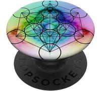 Tlp-Cool Metatron Cube Geometric Design Sacred Geometry Galaxy Popsockets Popgrip - Support Et Grip Pour Smartphone/Tablette Avec Un Top Interchangeable