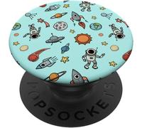 Tlp-Cool Outer Space Pattern - Astronauts, Spaceships, Planets Popsockets Popgrip - Support Et Grip Pour Smartphone/Tablette Avec Un Top Interchangeable