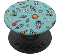 Tlp-Cool Outer Space Pattern - Astronauts, Spaceships, Planets Popsockets Popgrip - Support Et Grip Pour Smartphone/Tablette Avec Un Top Interchangeable