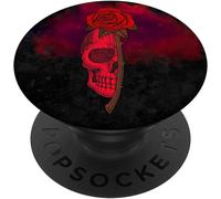 Tlp-Cool Red Skull Rose Cell Phone Button Holder Pop Out Knob Popsockets Popgrip - Support Et Grip Pour Smartphone/Tablette Avec Un Top Interchangeable