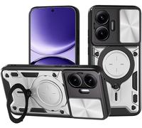 Tlp-Coque Pour Xiaomi Poco F7 5g, Style Cool Pc + Tpu Silicone Antichoc Armure Housse, Étui Avec Métal Rotation Magnétique Support Y Protection De La Caméra - Argenté