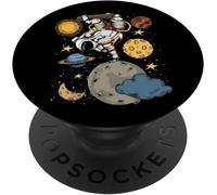 Tlp-Cosmonaute Cadeau Espace Galaxie Skateboard Astronaute Popsockets Popgrip - Support Et Grip Pour Smartphone/Tablette Avec Un Top Interchangeable