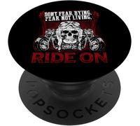 Tlp-Crâne Moto Cadeau Motard Peur Ne Pas Vivre Popsockets Popgrip - Support Et Grip Pour Smartphone/Tablette Avec Un Top Interchangeable