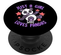 Tlp-Cute Just A Girl Who Loves Pandas Funny Panda Bear Popsockets Popgrip - Support Et Grip Pour Smartphone/Tablette Avec Un Top Interchangeable