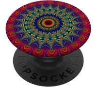 Tlp-Cute Red Mandala Design Phone Grip Pop Out Button Holder Nob Popsockets Popgrip - Support Et Grip Pour Smartphone/Tablette Avec Un Top Interchangeable