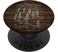 Tlp-Cute Rustic Hiking Nature Camping Design Gift White Outline Popsockets Popgrip - Support Et Grip Pour Smartphone/Tablette Avec Un Top Interchangeable