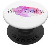 Tlp-Cute She Is Fearless Watercolor Design Bible Quote For Women Popsockets Popgrip - Support Et Grip Pour Smartphone/Tablette Avec Un Top Interchangeable