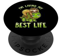 Tlp-Cute Sloth & Turtle I'm Living My Best Life Popsockets Popgrip - Support Et Grip Pour Smartphone/Tablette Avec Un Top Interchangeable